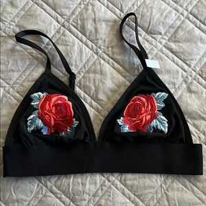 Victoria's Secret Black and Red Embroidered Bra